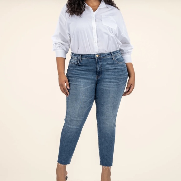 Kut from the Kloth Denim - Kut from The Kloth Plus Size Reese High-Rise Fab AB Ankle Straight Raw Hem
